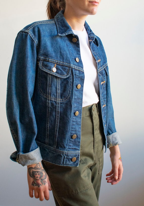 Vintage Lee Jean Jacket / Vintage Dark Denim Jean… - image 3