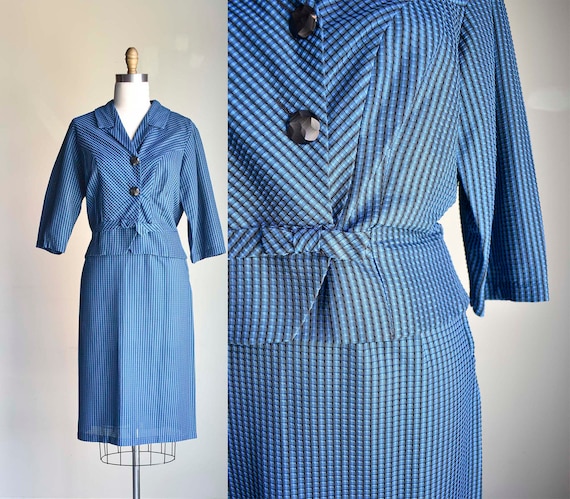 1950s Blue & Black 2pc Outfit / 1950s Jacket and … - image 1