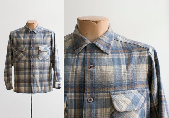 Vintage 1960s Plaid Flannel Shirt / Vintage Pendle