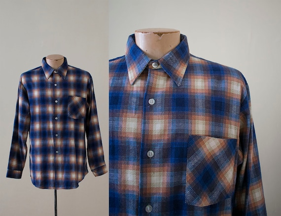 Vintage 1970s Plaid Flannel Shirt / Vintage Flanne