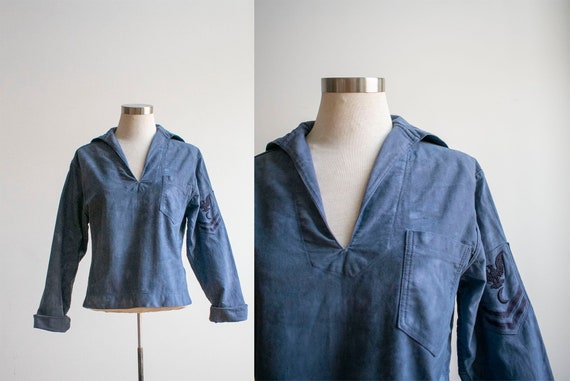 Vintage Overydyed Sailor Top / Navy Blue Sailor Un