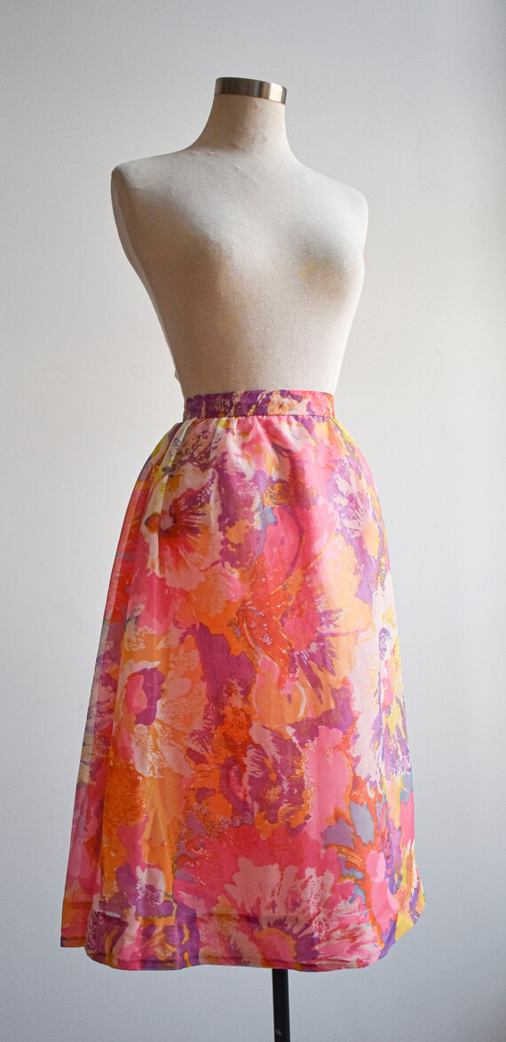 1950s Pink Floral Skirt - image 4