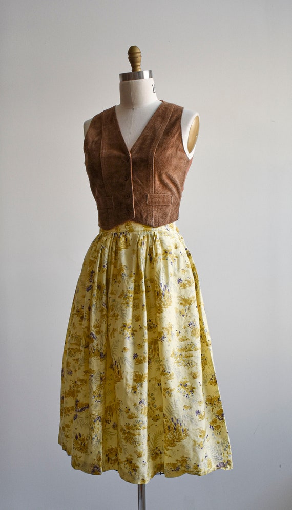 1950s Yellow Floral Cotton Skirt - image 4