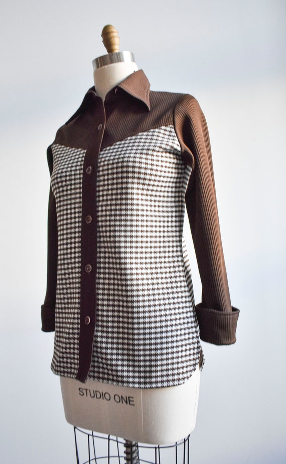 1970s Western Houndstooth Western Blouse - image 5