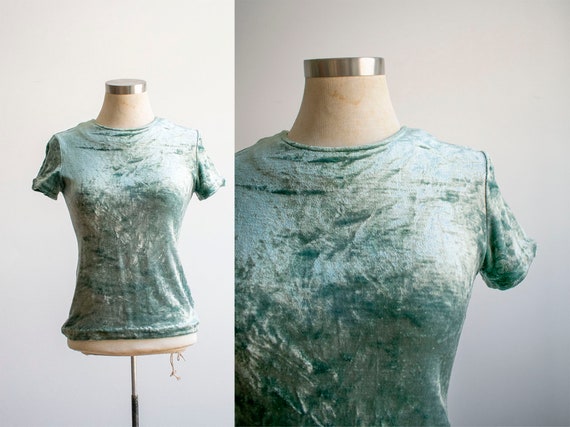 Vintage 1970s Velour Top / Velour Blouse / Velour