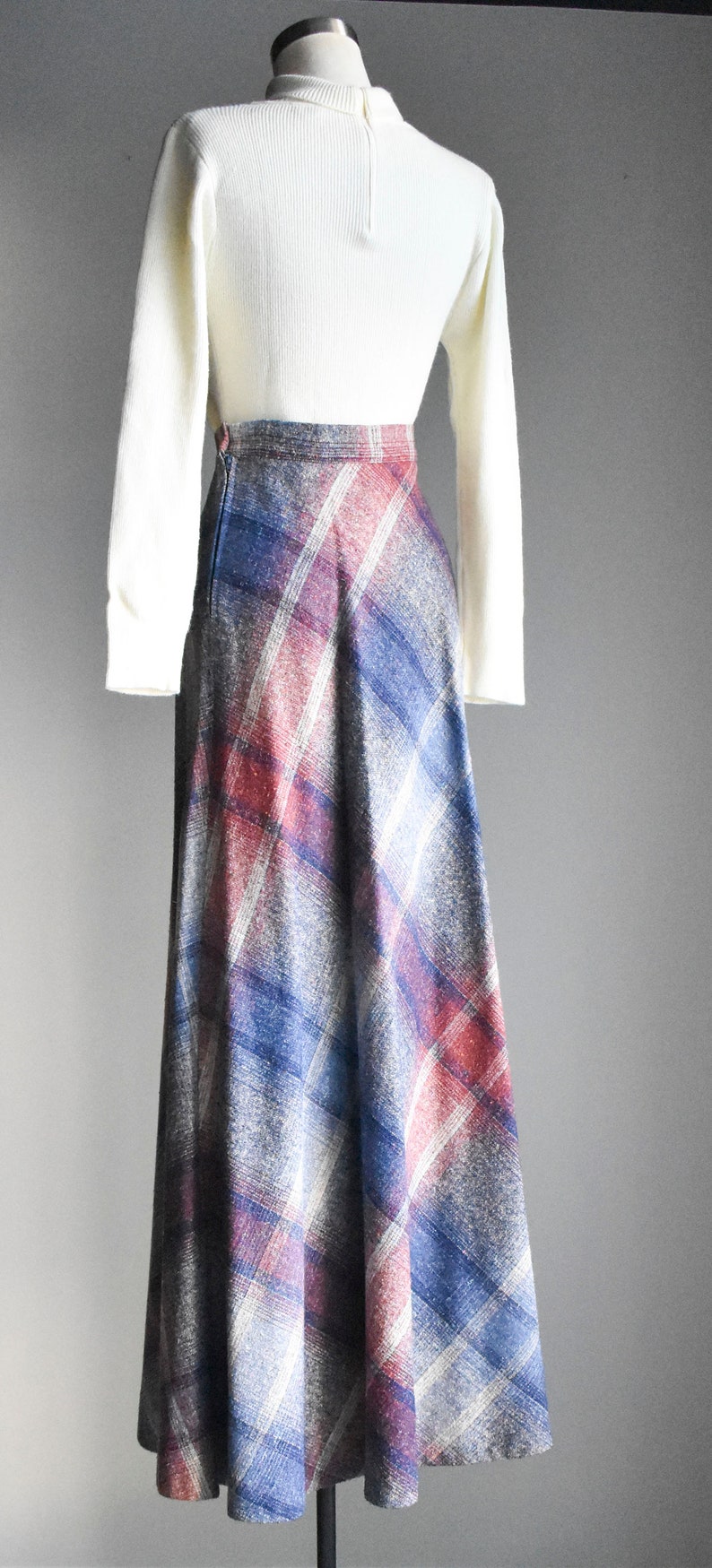 1970s Wool Plaid A Line Maxi Skirt Etsy