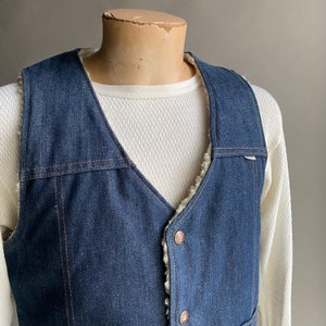 Vintage 1970'S dark blue denim vest, size S, men's unclear navy blue type Vintage Second Hand