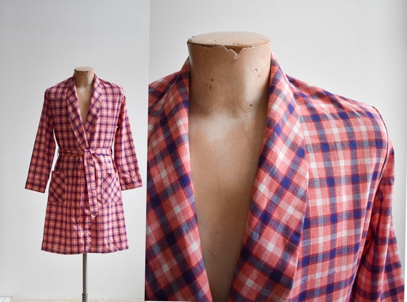 Vintage Plaid Lightweight Cotton Robe - image 1