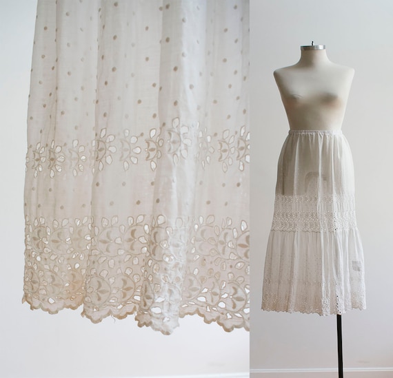 RESERVED / Vintage White Cotton Skirt / Eyelet Lac