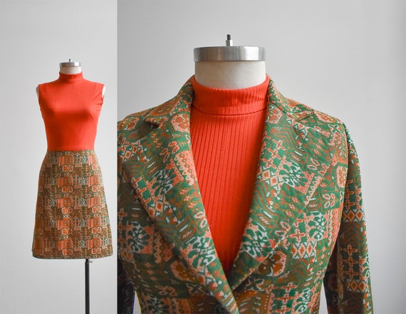 1970s 2pc Orange Ladies Suit Set