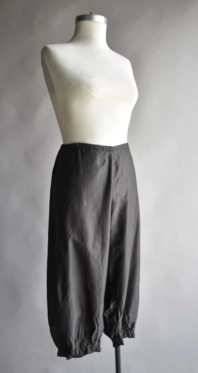 Victorian Black Cotton Bloomers / Vintage Black Bloomers / Victorian Bloomers Large / Black Antique Undergarment / Antique Black Bloomers image 6
