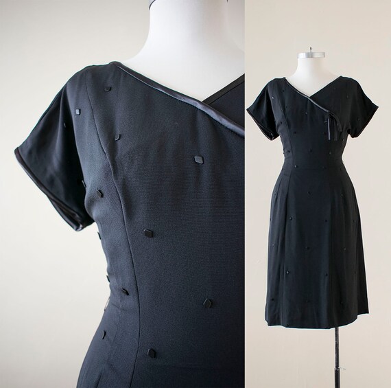 Black Vintage Cocktail Dress / 1950s Cocktail Dres