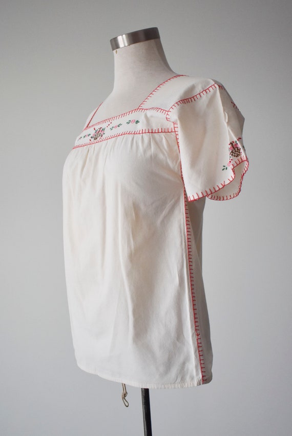 Vintage Cotton Embroidered Blouse - image 5