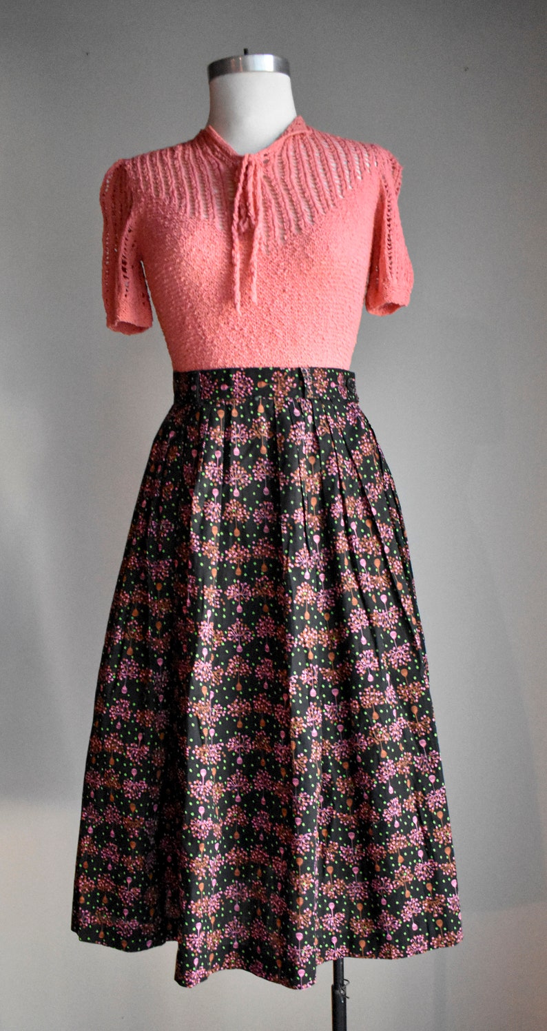 1950s Black Cotton Skirt image 2