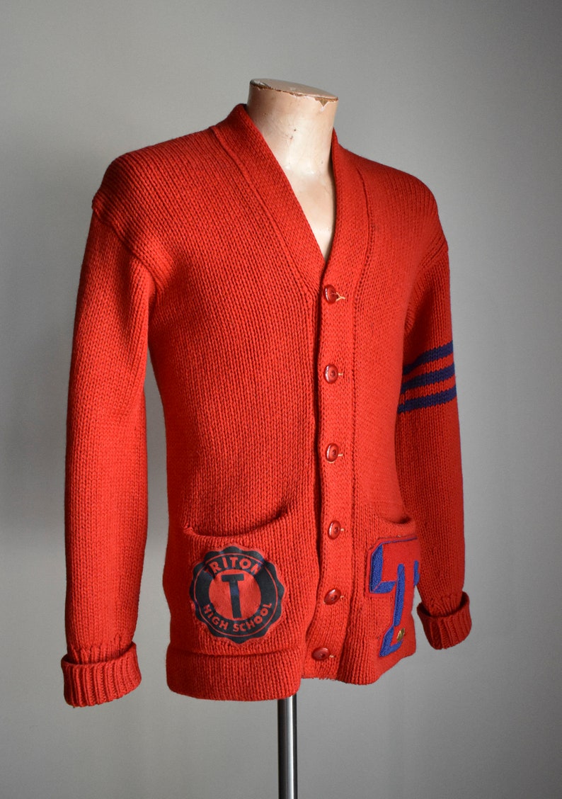 1950s Red Princeton Wool Letterman Cardigan - Etsy