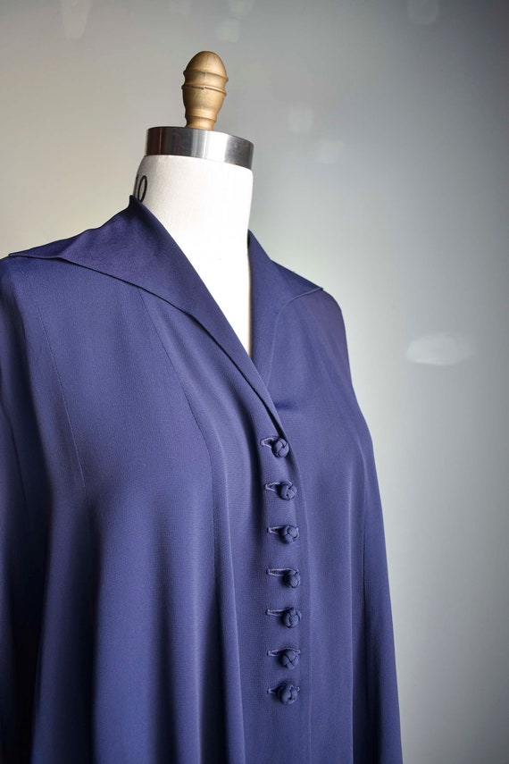 Vintage 1940s Navy Blue Blouse / 1940s Smocked Sw… - image 4