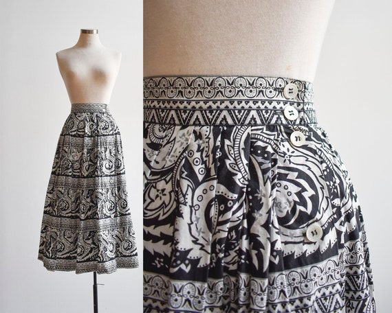 Vintage Black and White Cotton Skirt - image 1