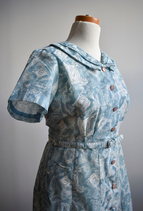 Vintage 1950s Cocktail Dress / Vintage Cotton Shi… - image 6