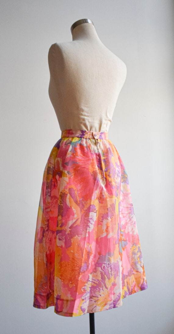 1950s Pink Floral Skirt - image 6