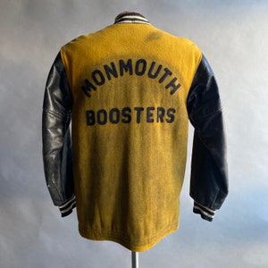 Vintage 1960s Varsity Jacket / Wool & Leather Varsity Jacket / Vintage Campus Letterman Jacket / Monmouth Boosters Varsity Jacket AS IS image 6
