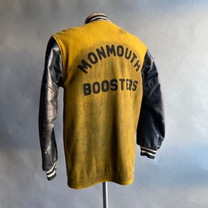 Vintage 1960s Varsity Jacket / Wool & Leather Varsity Jacket / Vintage Campus Letterman Jacket / Monmouth Boosters Varsity Jacket AS IS image 5