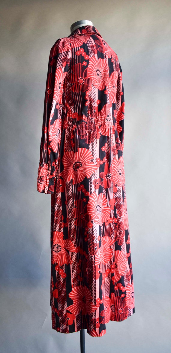 1970s Floral Maxi Dress / Vintage Heavy Cotton Re… - image 9