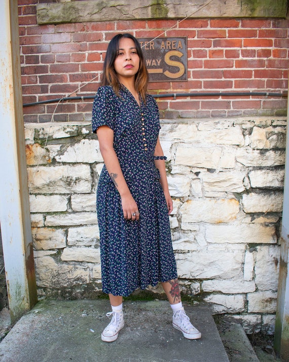 Vintage 1940s Cocktail Dress / Floral 1940s Cockta