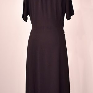 1940s Black Cocktail Dress with Sequin Bow Neckline image 8