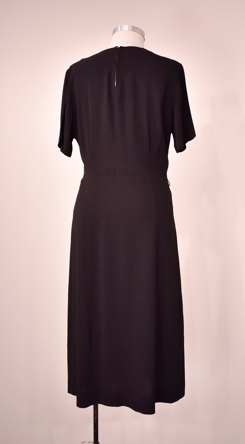 1940s Black Cocktail Dress with Sequin Bow Neckline image 8