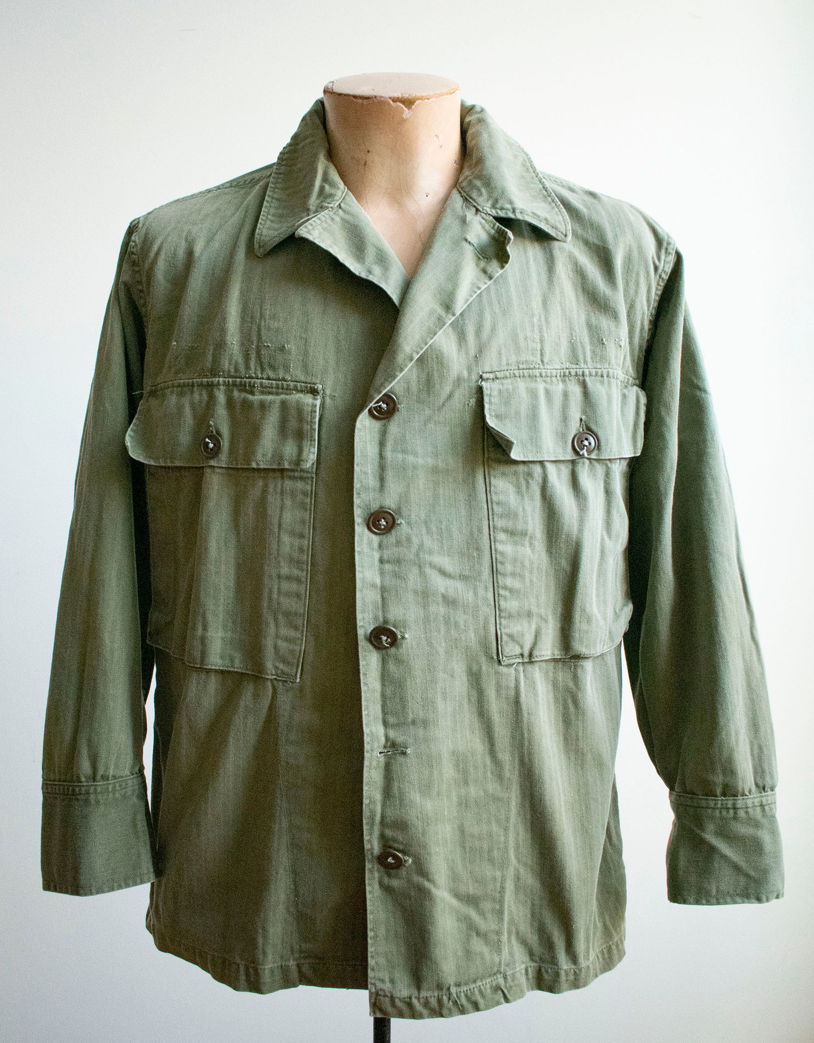 1950s Herringbone Twill Military Uniform Shirt / Vintage US | Etsy