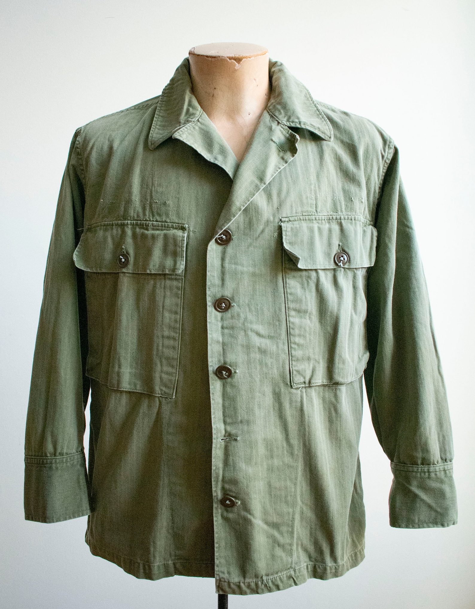 1950s Herringbone Twill Military Uniform Shirt / Vintage US Etsy