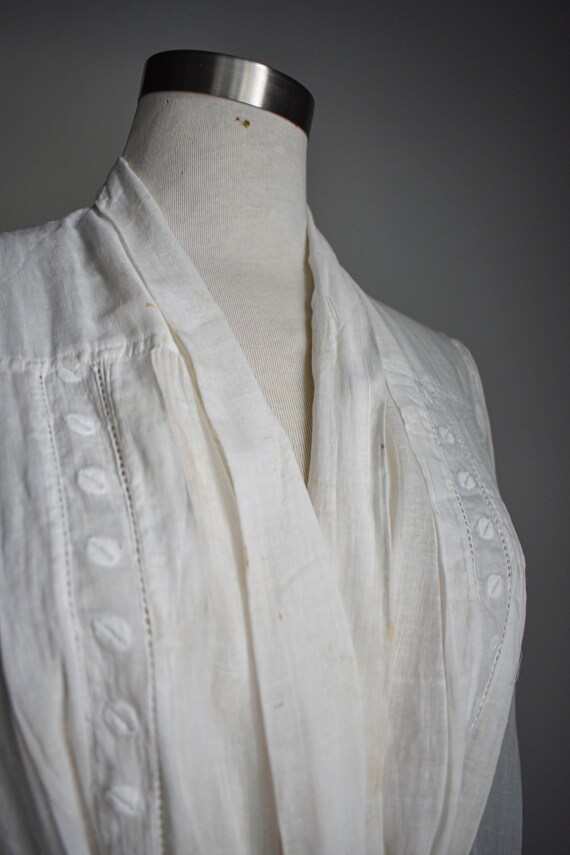 Antique Soft White Cotton Wrap Blouse - image 3