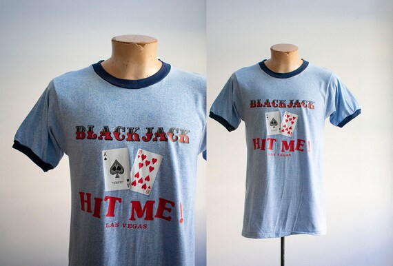 Vintage 1970s Ringer Tshirt / Blue Ringer Tee / Vi