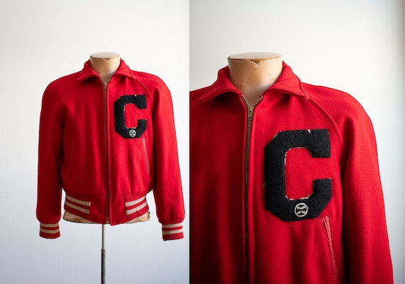 Vintage Red Wool Varsity Jacket / Vintage Letterma