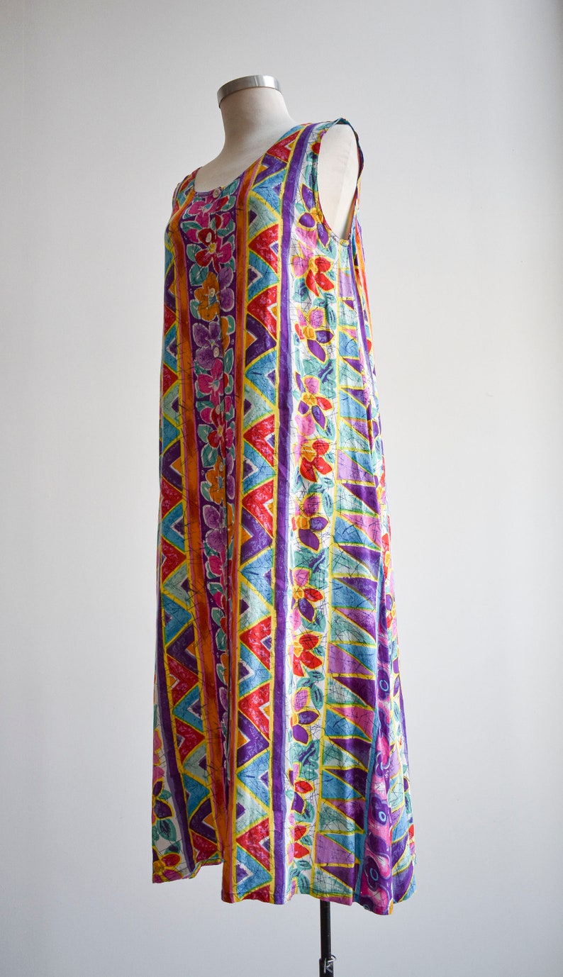 1990s Floral & Abstract Long Summer Dress image 7