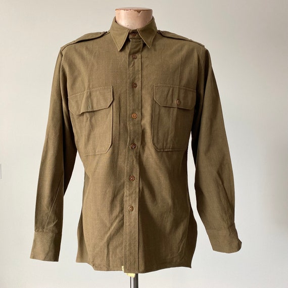 1940s Vintage Military Shirt / Vintage Wool Unifo… - image 1