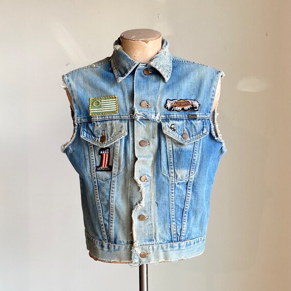 Vintage Wrangler Vest / Vintage Biker Vest / Vint… - image 1