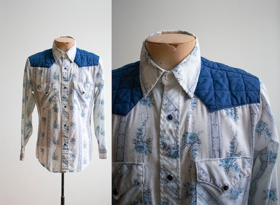 Vintage Western Shirt / Vintage Pearl Snap Button