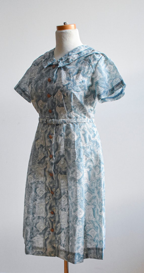 Vintage 1950s Cocktail Dress / Vintage Cotton Shi… - image 4