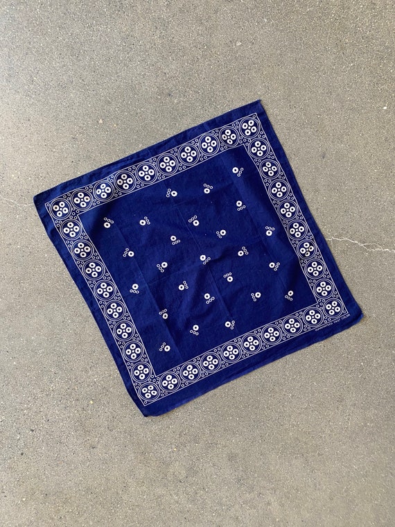 Vintage Blue Fast Color Cotton Bandana /Vintage Am