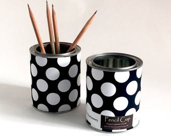 Pencil pen cup holder, makeup organizer, Teacher Appreciation, gifts under 20 dollars, Home office desk accessorIes decor, polka dot