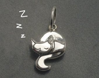 Sleeping Cat Pendant Etsy