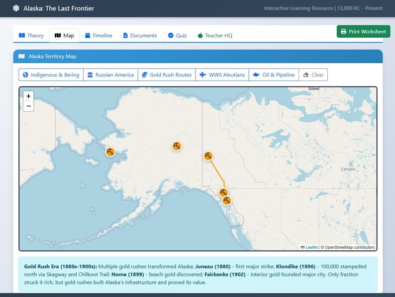 Alaska State History Interactive Map Timeline | Digital Social Studies ...