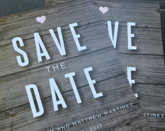 Rustic Save The Date Postcard | Boho | Chic | Woodgrain | Rustic | Wedding Announcement | Printable | Save The Date Postcard with Calendar