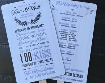 Wedding Program Fans | Rustic Wedding Programs | Outdoor Wedding | Ceremony Programs | Bridal Party | Thank You Note | Wedding Hashtag
