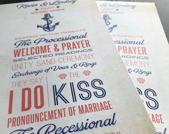 Nautical Wedding Program Fans: Beach Destination Ceremony (PDF)