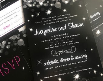 Sparkle Wedding Invitation Suite: Custom RSVP Postcard