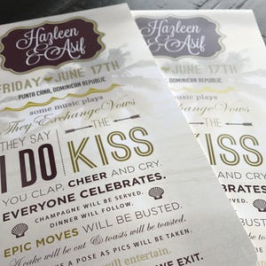 Beach Wedding Program Fans | Destination Wedding | Fans for Wedding | Printable Option Available | Ceremony Order of Events | Bridal Party