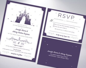 Fairytale Inspired Wedding Invitation Suite Castle Etsy