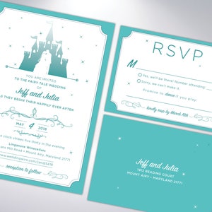 Fairytale Wedding Invitation Suite | Castle | Fairytale | Wedding Announcement | Princess | Prince | Pearlescent Envelopes Included